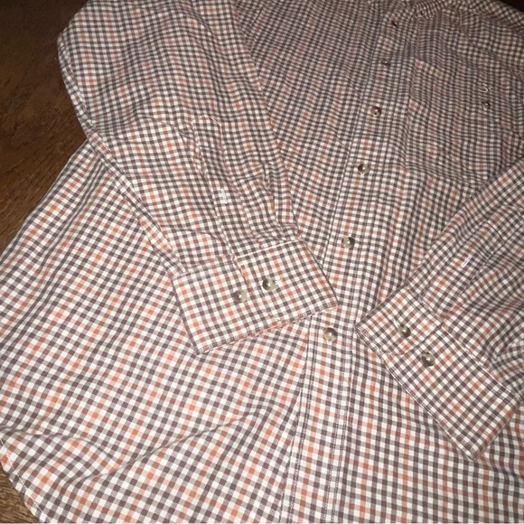 Three Forks Men’s Button Down Shirt  Check Plaid Size  Large Burnt Orange Brown - Picture 4 of 6